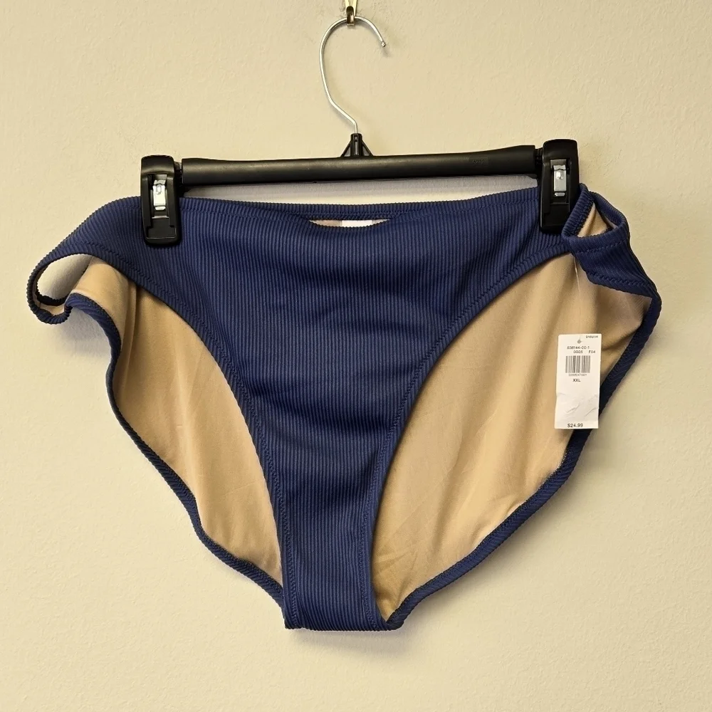 Old Navy Classic Rib Knit Bikini Swim Bottom Seaborne Blue XXL